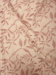 Beige Maroon Hand Block Printed Cotton Cambric Fabric Per Meter - F0916472
