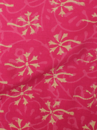 Rose Pink Brown Hand Block Printed Cotton Cambric Fabric Per Meter - F0916474