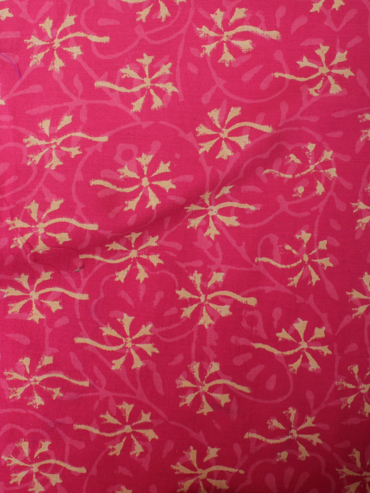 Rose Pink Brown Hand Block Printed Cotton Cambric Fabric Per Meter - F0916474