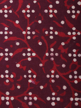 Maroon Red Hand Block Printed Cotton Cambric Fabric Per Meter - F0916475