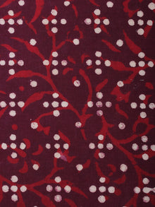 Maroon Red Hand Block Printed Cotton Cambric Fabric Per Meter - F0916475