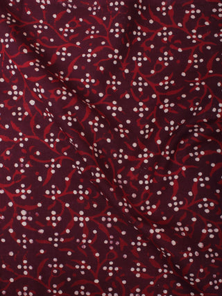Maroon Red Hand Block Printed Cotton Cambric Fabric Per Meter - F0916475
