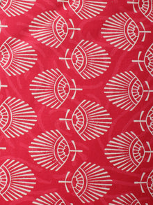 Red Persian Green Hand Block Printed Cotton Cambric Fabric Per Meter - F0916471