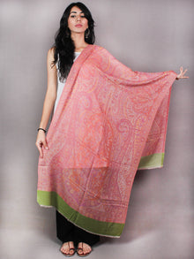 Green Multi Colour Pure Wool Jamawar Cashmere Stole from Kashmir - S6317116