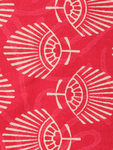 Red Persian Green Hand Block Printed Cotton Cambric Fabric Per Meter - F0916471