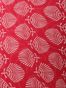 Red Persian Green Hand Block Printed Cotton Cambric Fabric Per Meter - F0916471