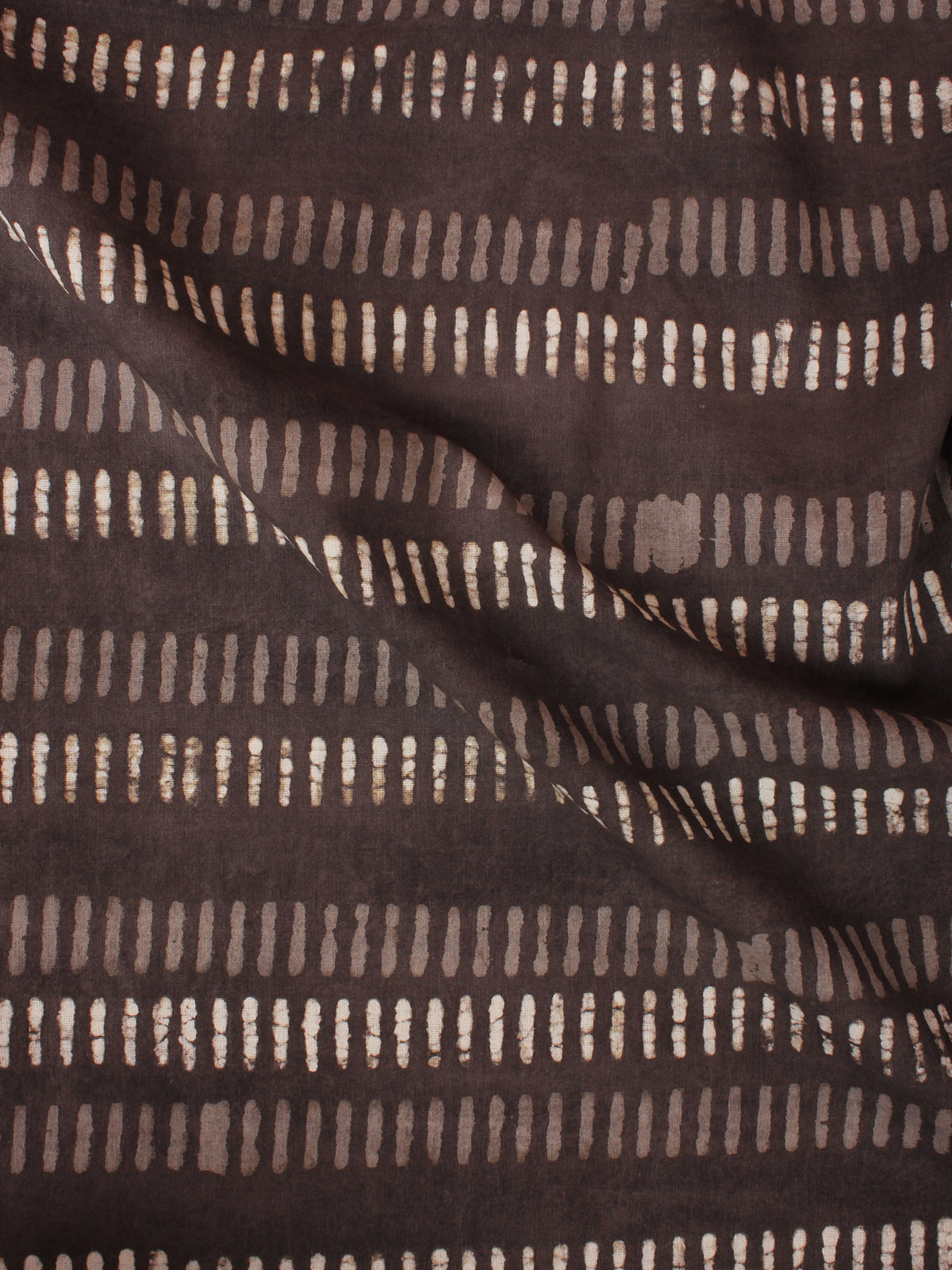 Brown Off White Hand Block Printed Cotton Cambric Fabric Per Meter - F0916446