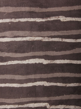 Brown Beige Hand Block Printed Cotton Cambric Fabric Per Meter - F0916447