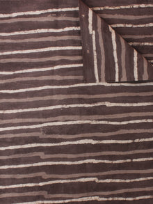 Brown Beige Hand Block Printed Cotton Cambric Fabric Per Meter - F0916447