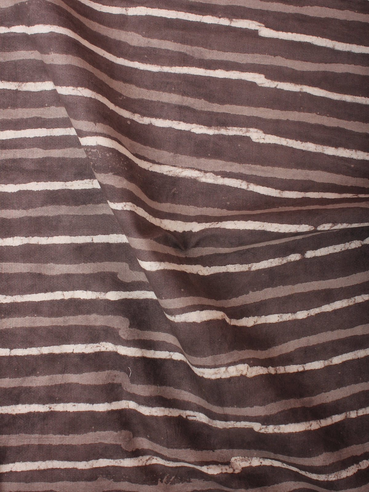 Brown Beige Hand Block Printed Cotton Cambric Fabric Per Meter - F0916447
