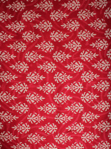 Red Ivory Hand Block Printed Cotton Cambric Fabric Per Meter - F0916450