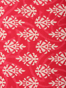 Red Ivory Hand Block Printed Cotton Cambric Fabric Per Meter - F0916450