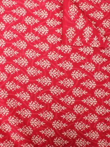 Red Ivory Hand Block Printed Cotton Cambric Fabric Per Meter - F0916450