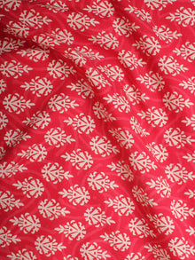 Red Ivory Hand Block Printed Cotton Cambric Fabric Per Meter - F0916450