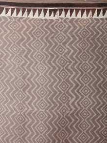 Brown Black Beige Cotton Hand Block Printed Saree in Natural Colors - S03170493
