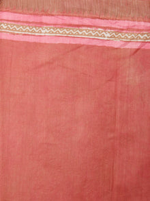 Pastel Peach Beige Hand Block Printed in Natural Vegetable Colors Chanderi Saree With Geecha Border - S03170494