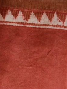 Pastel Peach Beige Hand Block Printed in Natural Vegetable Colors Chanderi Saree With Geecha Border - S03170498