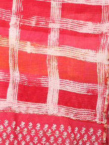 Brick Red Beige Chanderi Hand Painted Dupatta With Orange Putai - D0417099