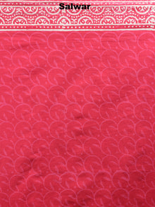 Red White Hand Block Printed Cotton Suit-Salwar Fabric With Chiffon Dupatta - S1628045
