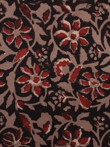 Black Brown Maroon Hand Block Printed Cotton Cambric Fabric Per Meter - F0916443