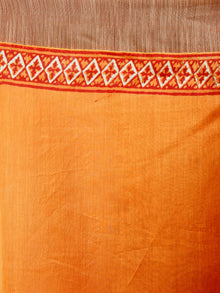Orange Red Yellow Hand Block Printed in Natural Vegetable Colors Chanderi Saree With Geecha Border - S03170501