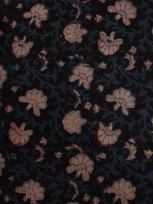 Black Beige Indigo Hand Block Printed Cotton Cambric Fabric Per Meter - F0916444