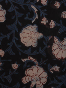 Black Beige Indigo Hand Block Printed Cotton Cambric Fabric Per Meter - F0916444