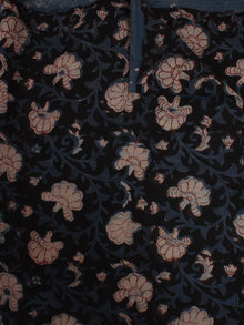 Black Beige Indigo Hand Block Printed Cotton Cambric Fabric Per Meter - F0916444