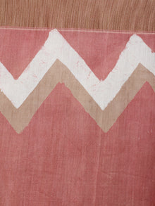 Pastel Peach Beige White Hand Block Printed in Natural Vegetable Colors Chanderi Saree With Geecha Border - S03170515