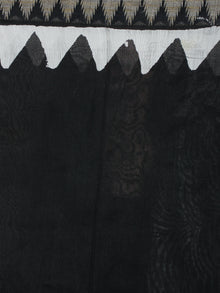 Black Ivory White Hand Block Printed in Natural Vegetable Colors Chanderi Saree With Geecha Border - S03170519