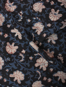 Black Beige Indigo Hand Block Printed Cotton Cambric Fabric Per Meter - F0916444