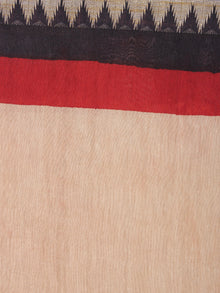 Red Beige Black Hand Block Printed in Natural Vegetable Colors Chanderi Saree With Geecha Border - S03170520