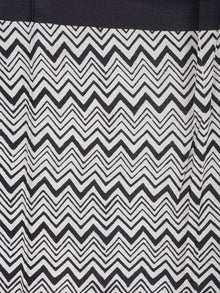 Beige Black Grey Cotton Hand Block Printed Saree in Natural Colors - S03170529