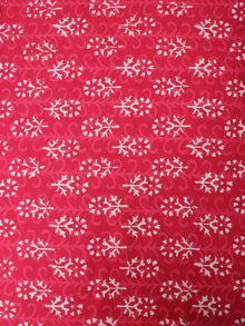Rose Pink White Hand Block Printed Cotton Cambric Fabric Per Meter - F0916451