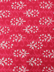 Rose Pink White Hand Block Printed Cotton Cambric Fabric Per Meter - F0916451