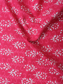 Rose Pink White Hand Block Printed Cotton Cambric Fabric Per Meter - F0916451