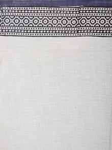 Beige Black Cotton Hand Block Printed Saree in Natural Colors - S03170531