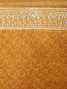 Yellow Beige Hand Block Bagru Printed in Natural Vegetable Colors Chanderi Saree - S03170534