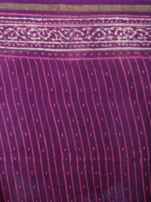 Purple Beige Pink Hand Block Bagru Printed in Natural Vegetable Colors Chanderi Saree - S03170538