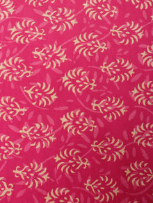 Rose Pink Beige Hand Block Printed Cotton Cambric Fabric Per Meter - F0916452
