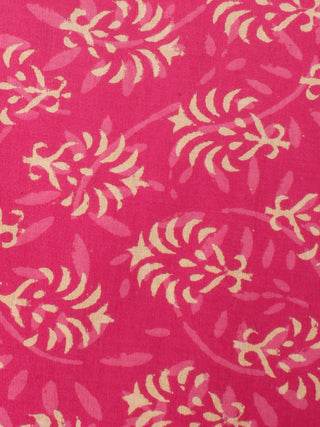 Rose Pink Beige Hand Block Printed Cotton Cambric Fabric Per Meter - F0916452