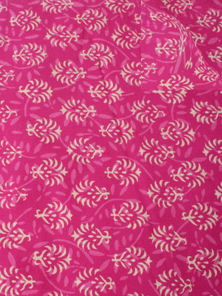 Rose Pink Beige Hand Block Printed Cotton Cambric Fabric Per Meter - F0916452