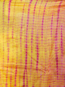 Yellow Pink Hand Shibori Dyed in Natural Colors  Chanderi Saree - S03170541