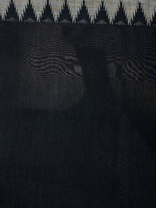 Black White Hand Block Printed in Natural Vegetable Colors Chanderi Saree With Geecha Border - S03170544