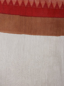Black Brown Red Hand Block Printed in Natural Vegetable Colors Chanderi Saree With Geecha Border - S03170545