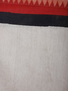 Black Beige Red Block Printed & Painted in Natural Vegetable Colors Chanderi Saree With Geecha Border - S03170546