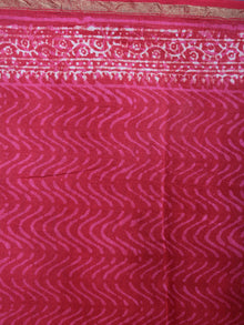 Red Pink Beige Hand Block Bagru Printed in Natural Vegetable Colors Chanderi Saree - S03170548