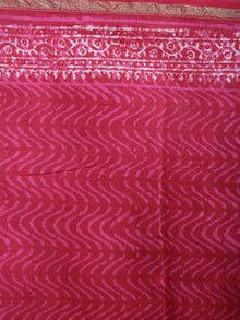 Red Pink Beige Hand Block Bagru Printed in Natural Vegetable Colors Chanderi Saree - S03170548