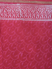 Red Pink Beige Hand Block Bagru Printed in Natural Vegetable Colors Chanderi Saree - S03170550
