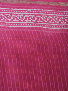 Red Pink Beige Hand Block Bagru Printed in Natural Vegetable Colors Chanderi Saree - S03170551